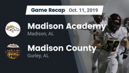 Recap: Madison Academy  vs. Madison County  2019
