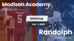 Matchup: Madison Academy vs. Randolph  2020