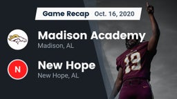 Recap: Madison Academy  vs. New Hope  2020