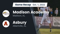 Recap: Madison Academy  vs. Asbury  2022