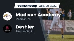 Recap: Madison Academy  vs. Deshler  2022