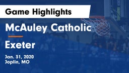 McAuley Catholic  vs Exeter  Game Highlights - Jan. 31, 2020
