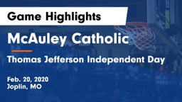 McAuley Catholic  vs Thomas Jefferson Independent Day   Game Highlights - Feb. 20, 2020
