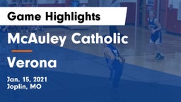 McAuley Catholic  vs Verona  Game Highlights - Jan. 15, 2021