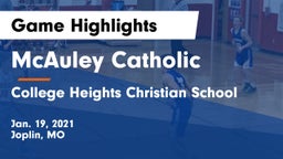 McAuley Catholic  vs College Heights Christian School Game Highlights - Jan. 19, 2021