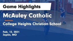 McAuley Catholic  vs College Heights Christian School Game Highlights - Feb. 12, 2021