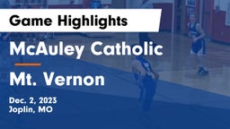 McAuley Catholic  vs Mt. Vernon  Game Highlights - Dec. 2, 2023