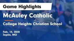 McAuley Catholic  vs College Heights Christian School Game Highlights - Feb. 14, 2020