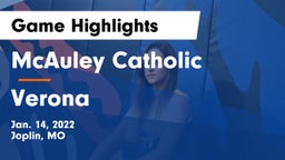 McAuley Catholic  vs Verona  Game Highlights - Jan. 14, 2022