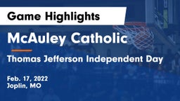 McAuley Catholic  vs Thomas Jefferson Independent Day   Game Highlights - Feb. 17, 2022