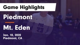 Piedmont  vs Mt. Eden  Game Highlights - Jan. 10, 2020