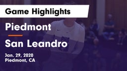 Piedmont  vs San Leandro  Game Highlights - Jan. 29, 2020