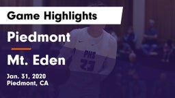 Piedmont  vs Mt. Eden  Game Highlights - Jan. 31, 2020