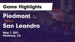 Piedmont  vs San Leandro  Game Highlights - May 7, 2021