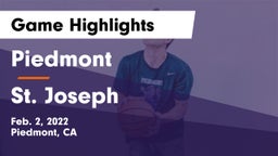 Piedmont  vs St. Joseph  Game Highlights - Feb. 2, 2022