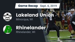 Recap: Lakeland Union  vs. Rhinelander  2019