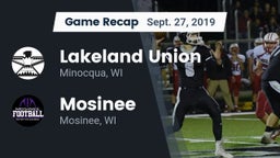 Recap: Lakeland Union  vs. Mosinee  2019