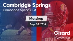 Matchup: Cambridge Springs vs. Girard  2016