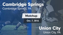 Matchup: Cambridge Springs vs. Union City  2016