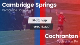 Matchup: Cambridge Springs vs. Cochranton  2017