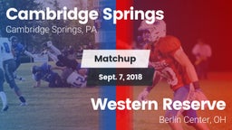 Matchup: Cambridge Springs vs. Western Reserve  2018