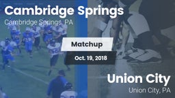 Matchup: Cambridge Springs vs. Union City  2018