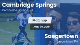 Matchup: Cambridge Springs vs. Saegertown  2019