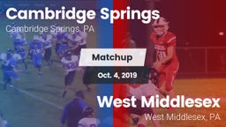 Matchup: Cambridge Springs vs. West Middlesex   2019