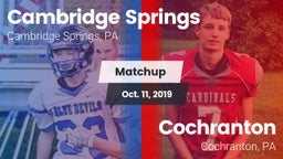 Matchup: Cambridge Springs vs. Cochranton  2019
