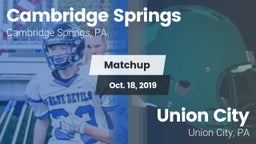 Matchup: Cambridge Springs vs. Union City  2019