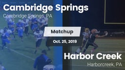 Matchup: Cambridge Springs vs. Harbor Creek  2019