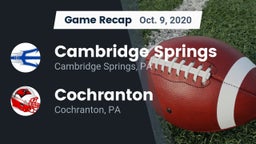 Recap: Cambridge Springs  vs. Cochranton  2020