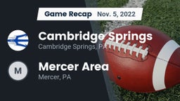 Recap: Cambridge Springs  vs. Mercer Area  2022