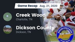 Recap: Creek Wood  vs. Dickson County  2020