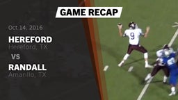 Recap: Hereford  vs. Randall  2016