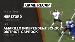 Recap: Hereford  vs. Amarillo Independent School District- Caprock  2016
