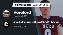 Recap: Hereford  vs. Amarillo Independent School District- Caprock  2019