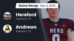 Recap: Hereford  vs. Andrews  2019