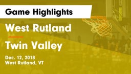 West Rutland  vs Twin Valley  Game Highlights - Dec. 12, 2018