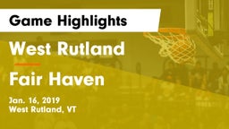 West Rutland  vs Fair Haven Game Highlights - Jan. 16, 2019