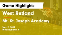 West Rutland  vs Mt. St. Joseph Academy Game Highlights - Jan. 2, 2019