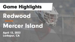 Redwood  vs Mercer Island Game Highlights - April 13, 2022