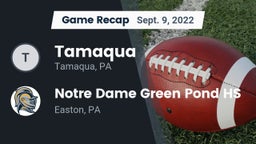 Recap: Tamaqua  vs. Notre Dame Green Pond HS 2022
