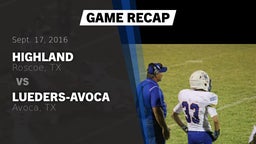 Recap: Highland  vs. Lueders-Avoca  2016