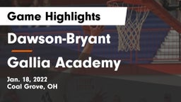 Dawson-Bryant  vs Gallia Academy Game Highlights - Jan. 18, 2022