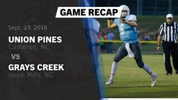 Recap: Union Pines  vs. Grays Creek  2016