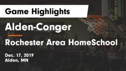Alden-Conger  vs Rochester Area HomeSchool Game Highlights - Dec. 17, 2019