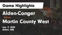 Alden-Conger  vs Martin County West  Game Highlights - Jan. 9, 2020