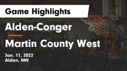 Alden-Conger  vs Martin County West  Game Highlights - Jan. 11, 2022
