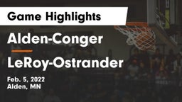 Alden-Conger  vs LeRoy-Ostrander  Game Highlights - Feb. 5, 2022